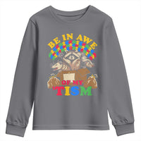 Funny Autism Awareness Youth Sweatshirt Be In Awe Of My 'Tism Autistic Raccoon Opossum Skunk