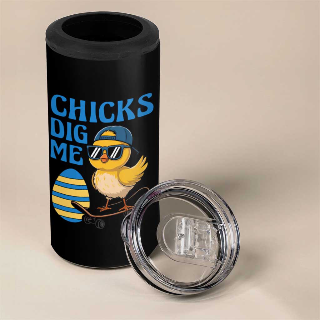 Funny Easter Day Chicks Dig Me 4 in 1 Can Cooler Tumbler Cool Chicken