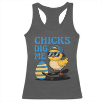 Funny Easter Day Chicks Dig Me Racerback Tank Top Cool Chicken