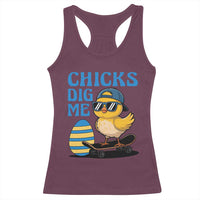 Funny Easter Day Chicks Dig Me Racerback Tank Top Cool Chicken