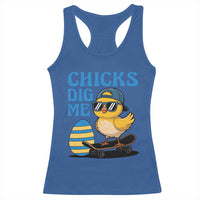 Funny Easter Day Chicks Dig Me Racerback Tank Top Cool Chicken