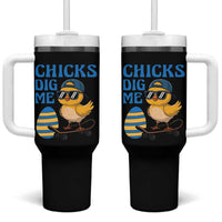 Funny Easter Day Chicks Dig Me Tumbler With Handle Cool Chicken