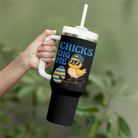 Funny Easter Day Chicks Dig Me Tumbler With Handle Cool Chicken