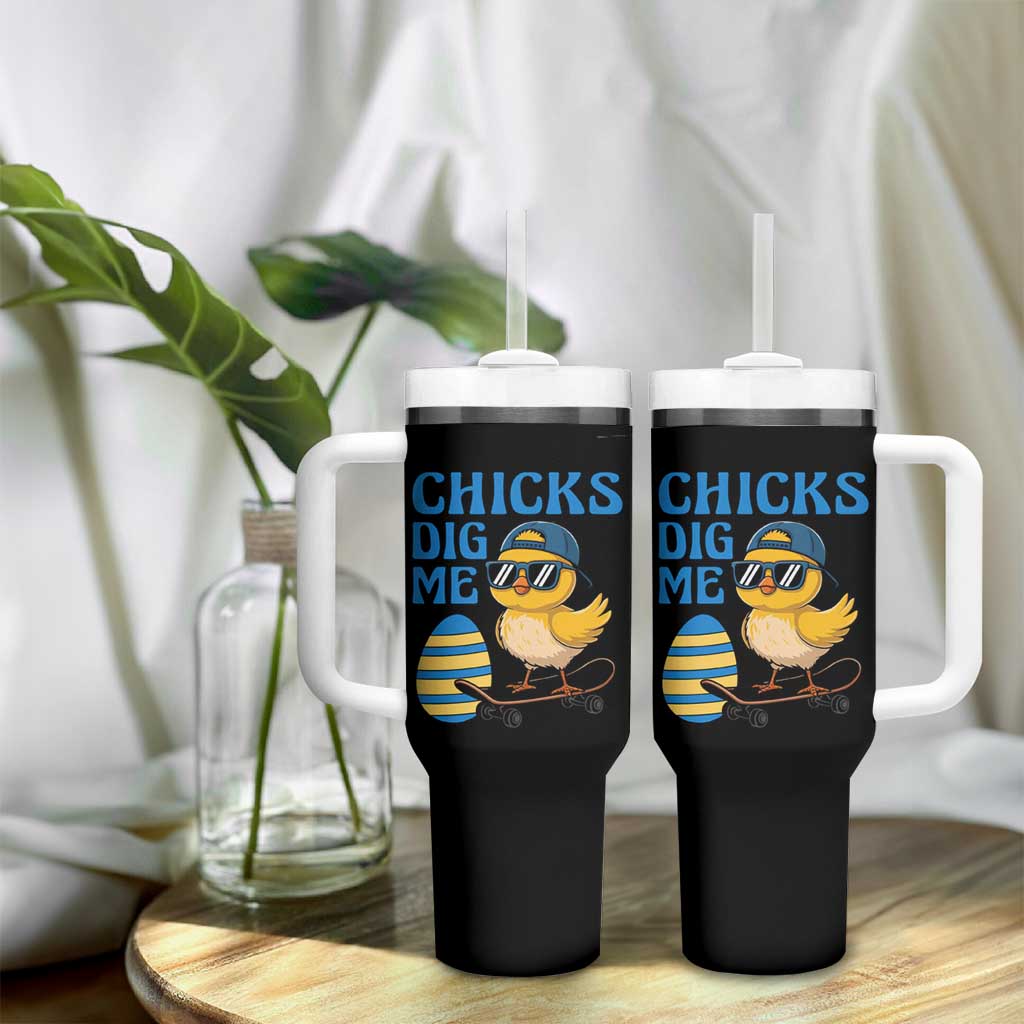 Funny Easter Day Chicks Dig Me Tumbler With Handle Cool Chicken