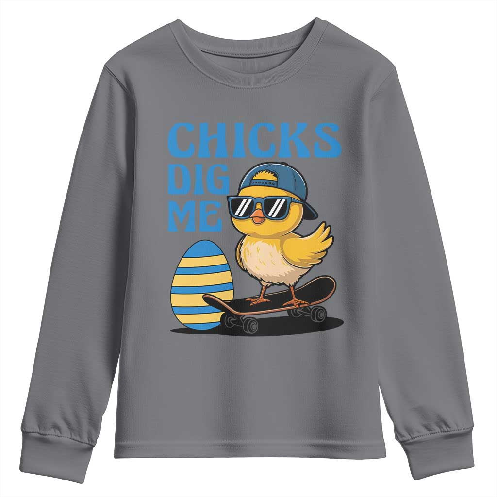 Funny Easter Day Chicks Dig Me Youth Sweatshirt Cool Chicken