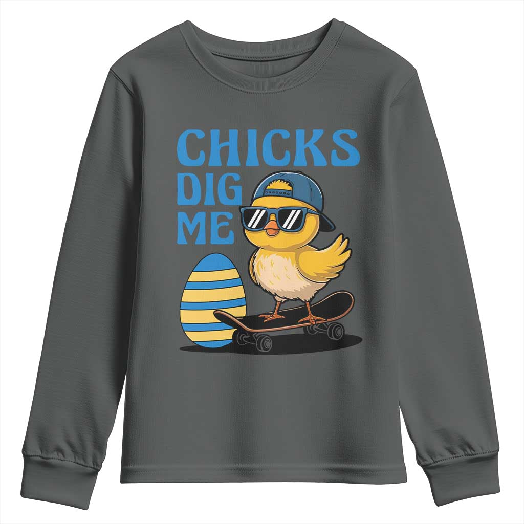 Funny Easter Day Chicks Dig Me Youth Sweatshirt Cool Chicken
