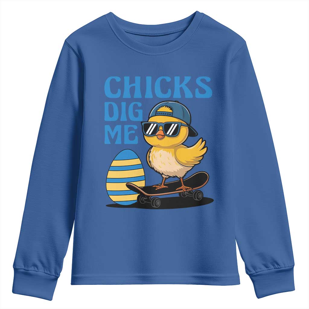 Funny Easter Day Chicks Dig Me Youth Sweatshirt Cool Chicken