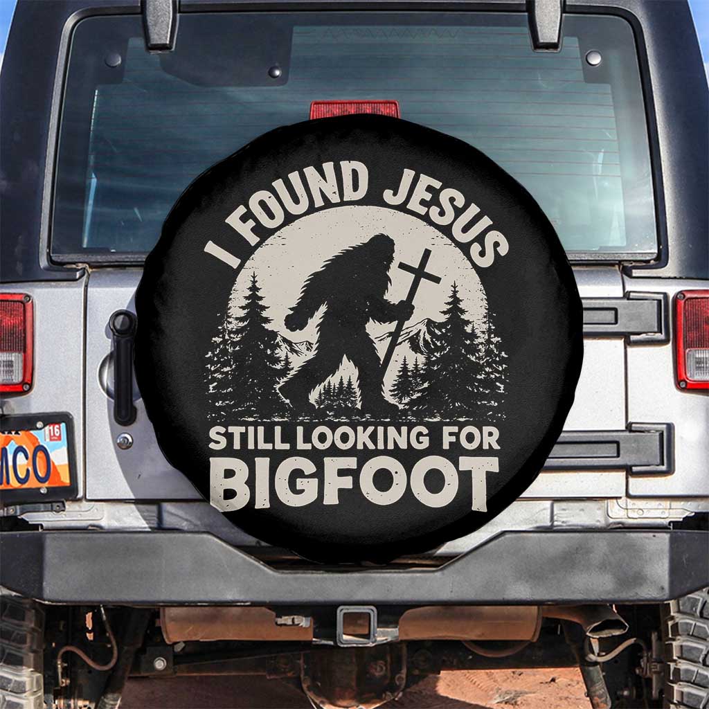 I Found Jesus Still Looking For Bigfoot Spare Tire Cover Funny Christian Sasquatch Forest