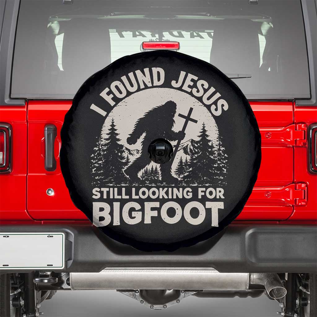I Found Jesus Still Looking For Bigfoot Spare Tire Cover Funny Christian Sasquatch Forest