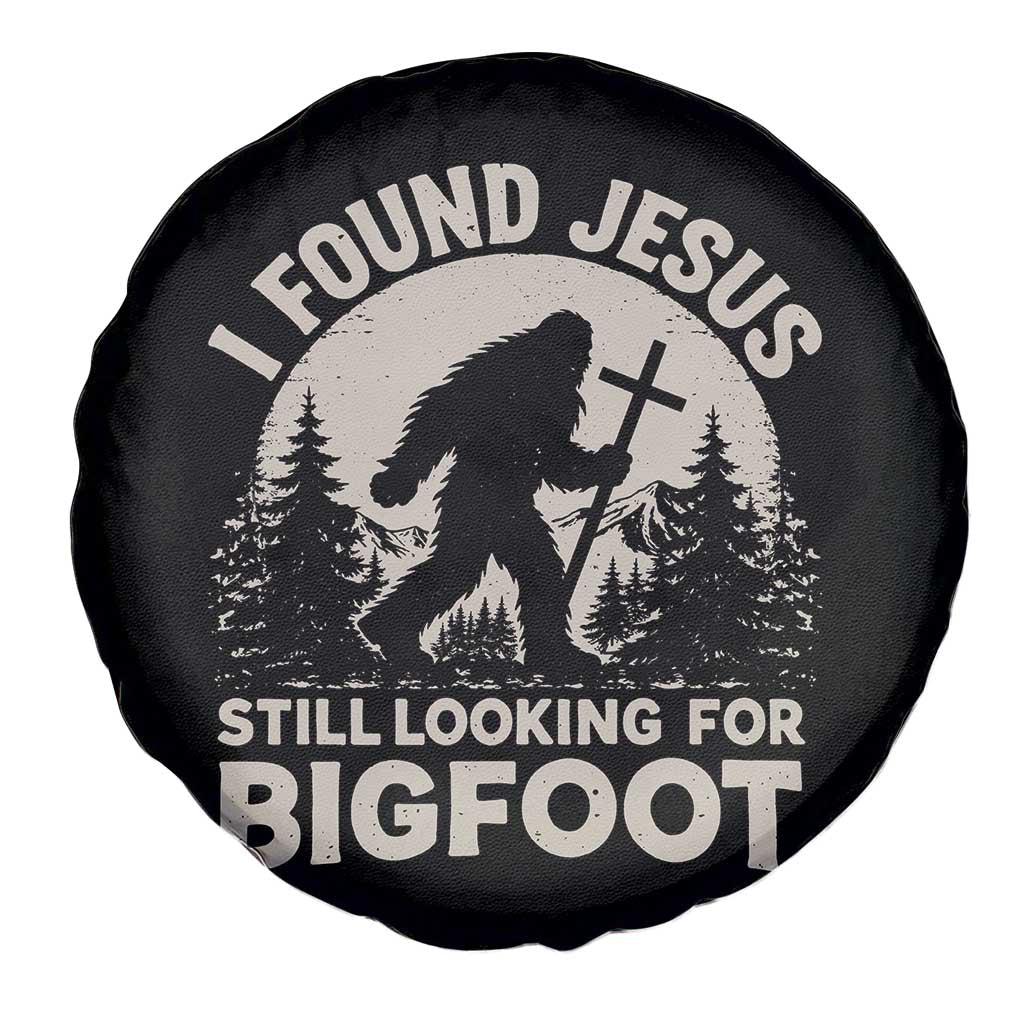 I Found Jesus Still Looking For Bigfoot Spare Tire Cover Funny Christian Sasquatch Forest