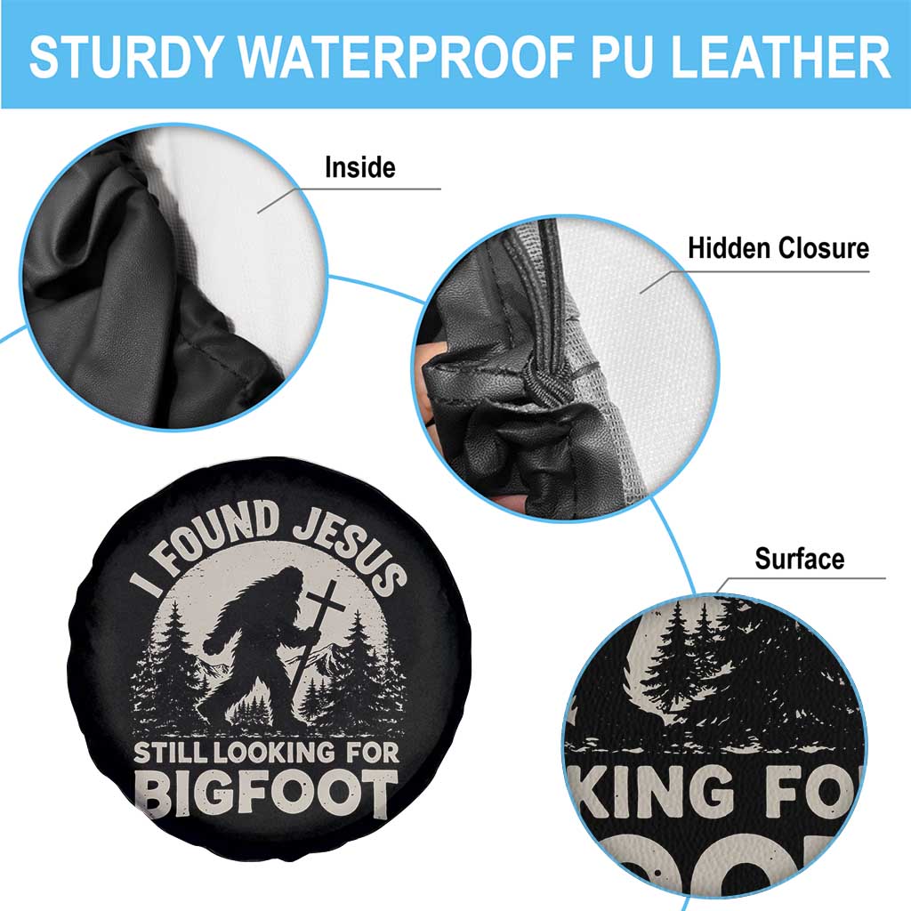 I Found Jesus Still Looking For Bigfoot Spare Tire Cover Funny Christian Sasquatch Forest