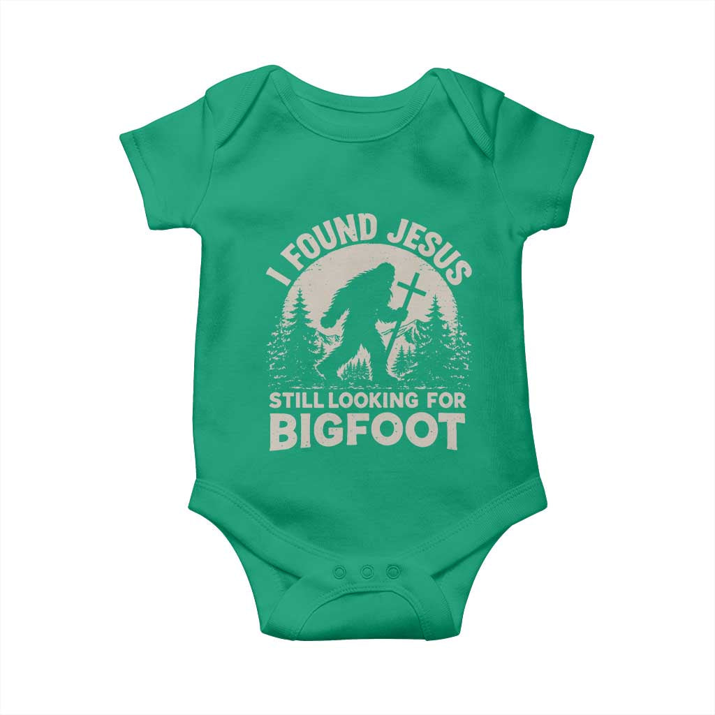 I Found Jesus Still Looking For Bigfoot Baby Onesie Funny Christian Sasquatch Forest