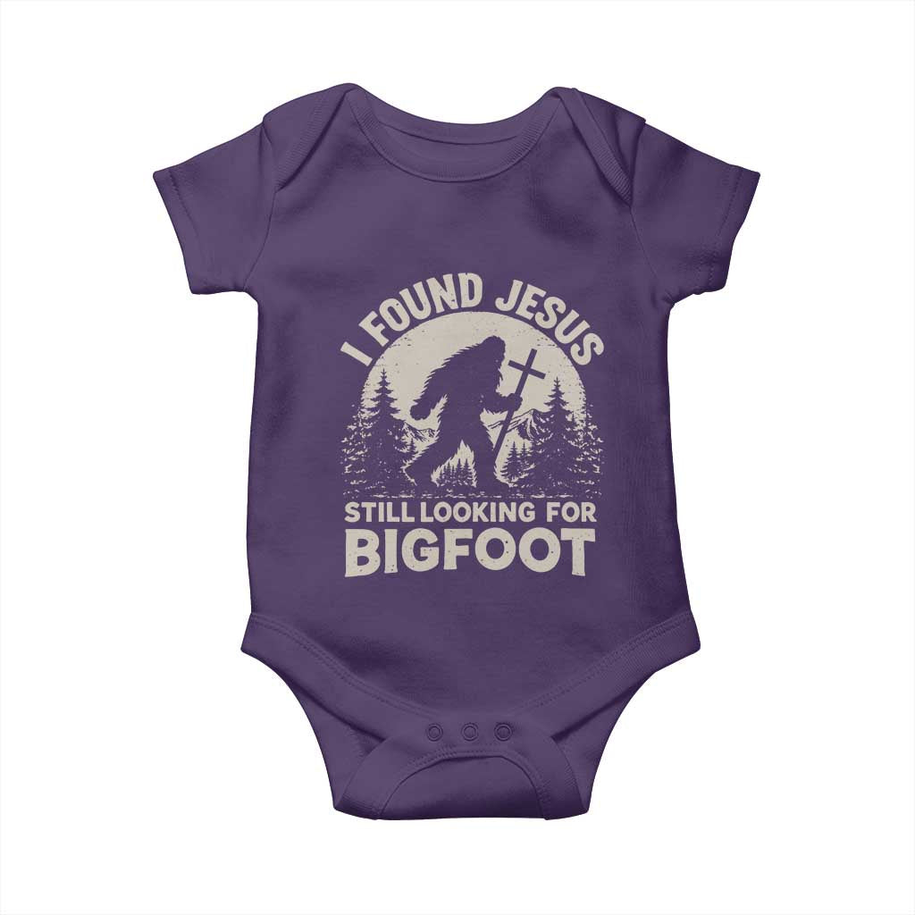 I Found Jesus Still Looking For Bigfoot Baby Onesie Funny Christian Sasquatch Forest