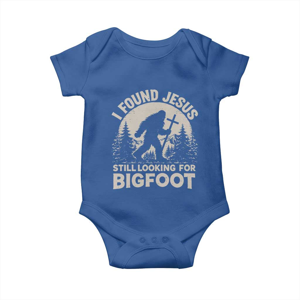 I Found Jesus Still Looking For Bigfoot Baby Onesie Funny Christian Sasquatch Forest
