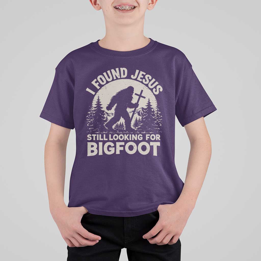 I Found Jesus Still Looking For Bigfoot T Shirt For Kid Funny Christian Sasquatch Forest