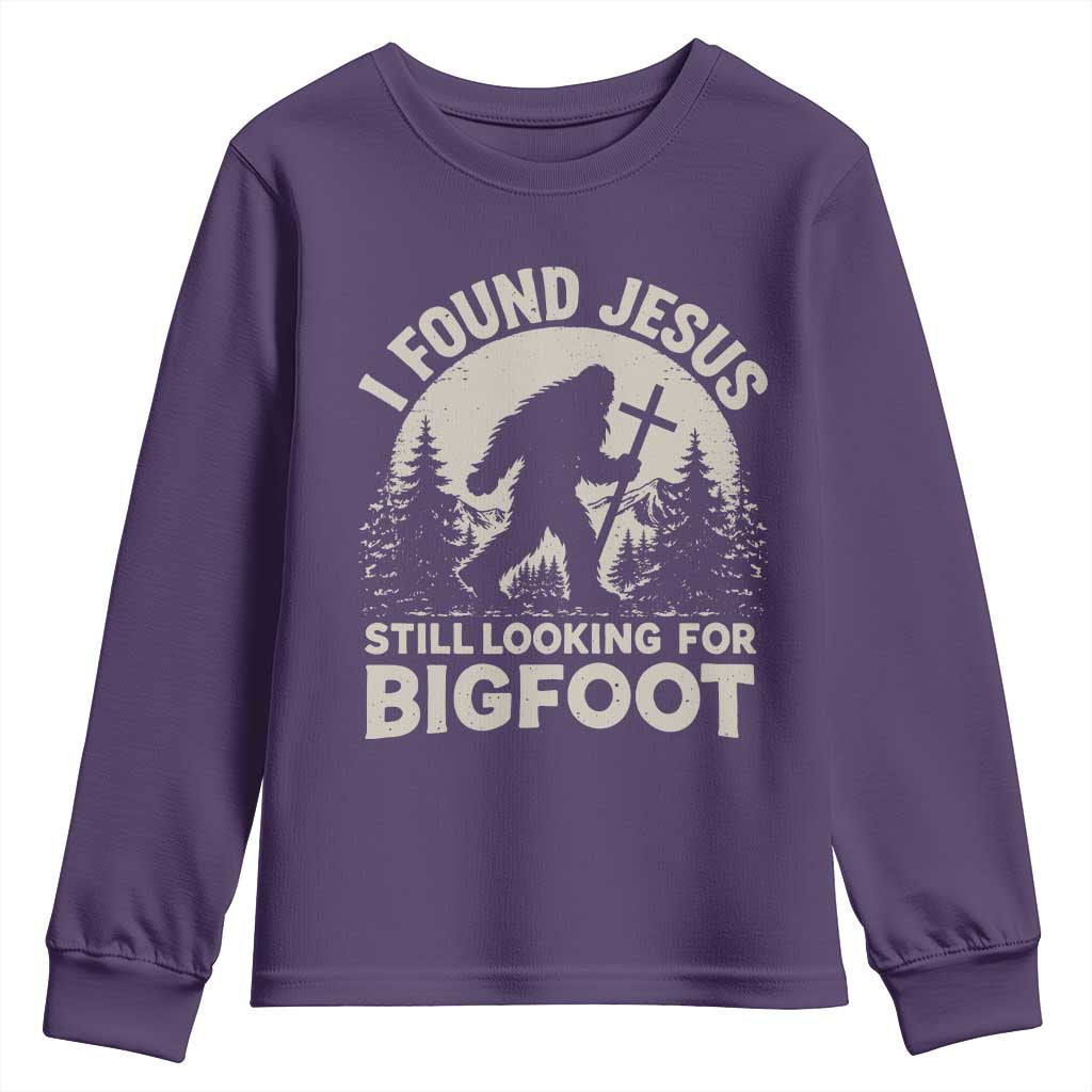 I Found Jesus Still Looking For Bigfoot Youth Sweatshirt Funny Christian Sasquatch Forest