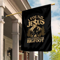 I Found Jesus Still Looking For Bigfoot Garden Flag Funny Christian Sasquatch Vintage Mountain
