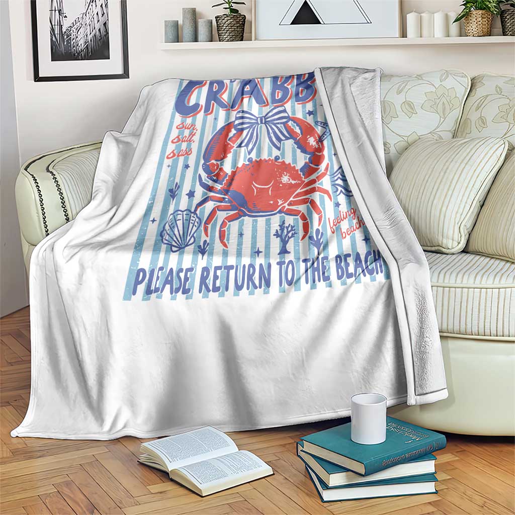 If Crabby Please Return To The Beach Throw Blanket Funny Summer Girl