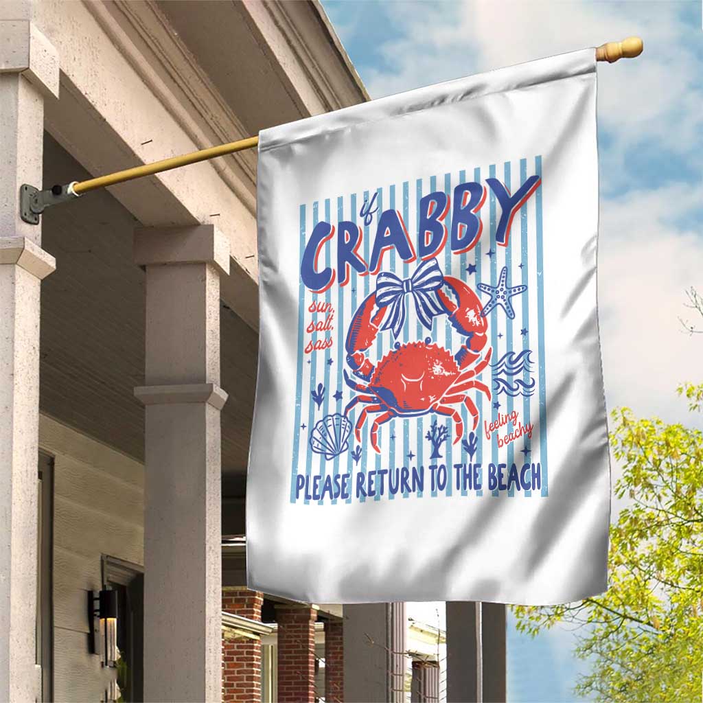 If Crabby Please Return To The Beach Garden Flag Funny Summer Girl
