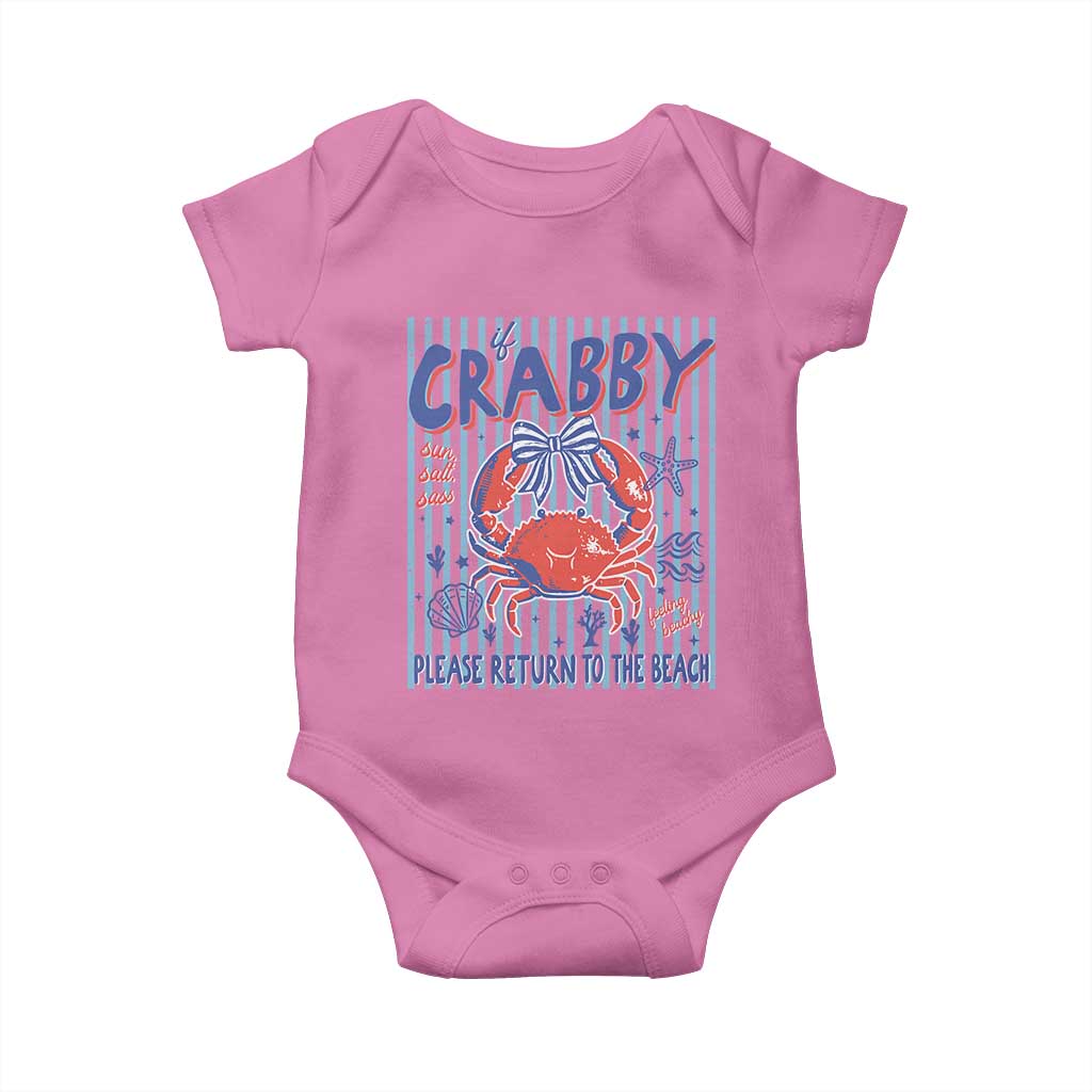 If Crabby Please Return To The Beach Baby Onesie Funny Summer Girl