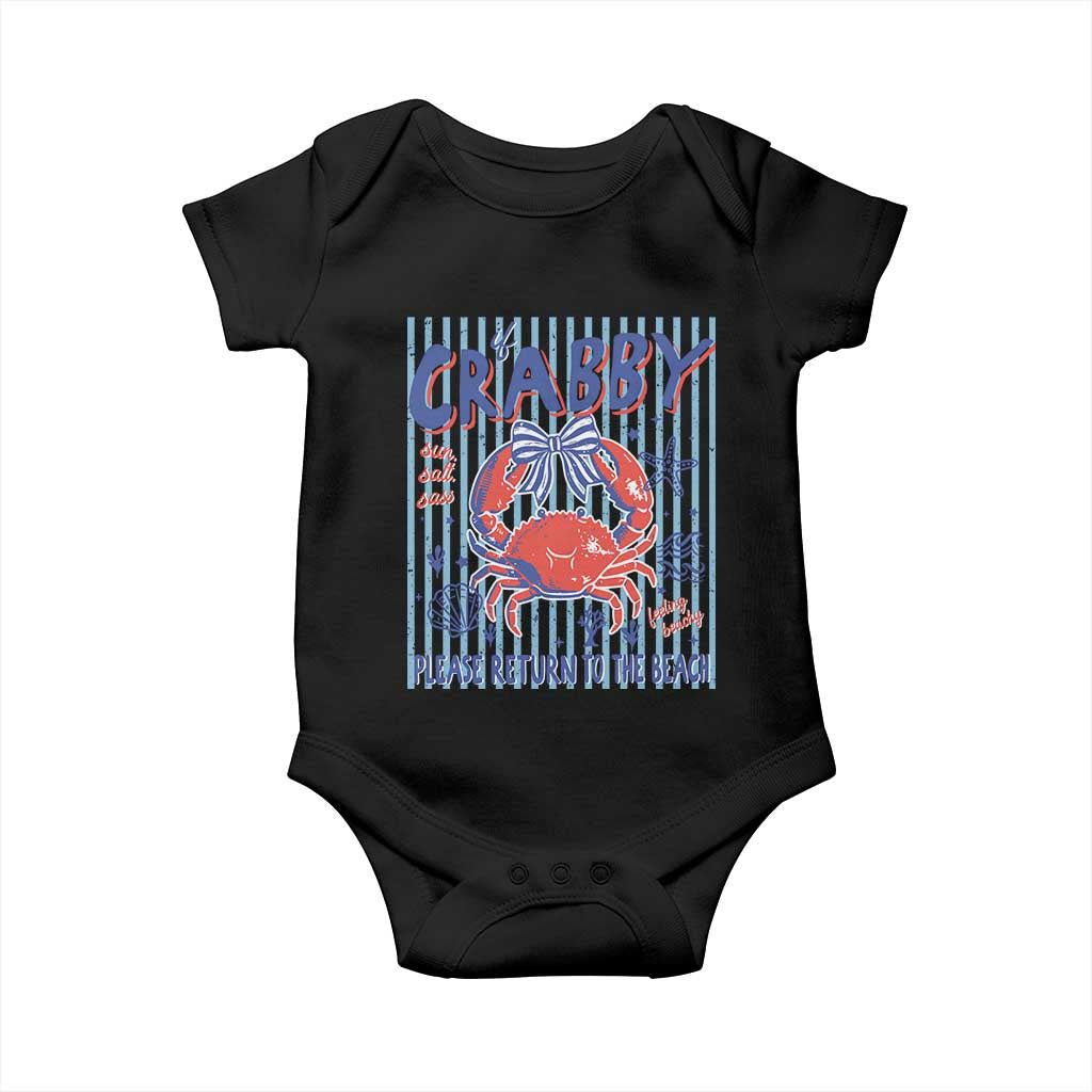 If Crabby Please Return To The Beach Baby Onesie Funny Summer Girl