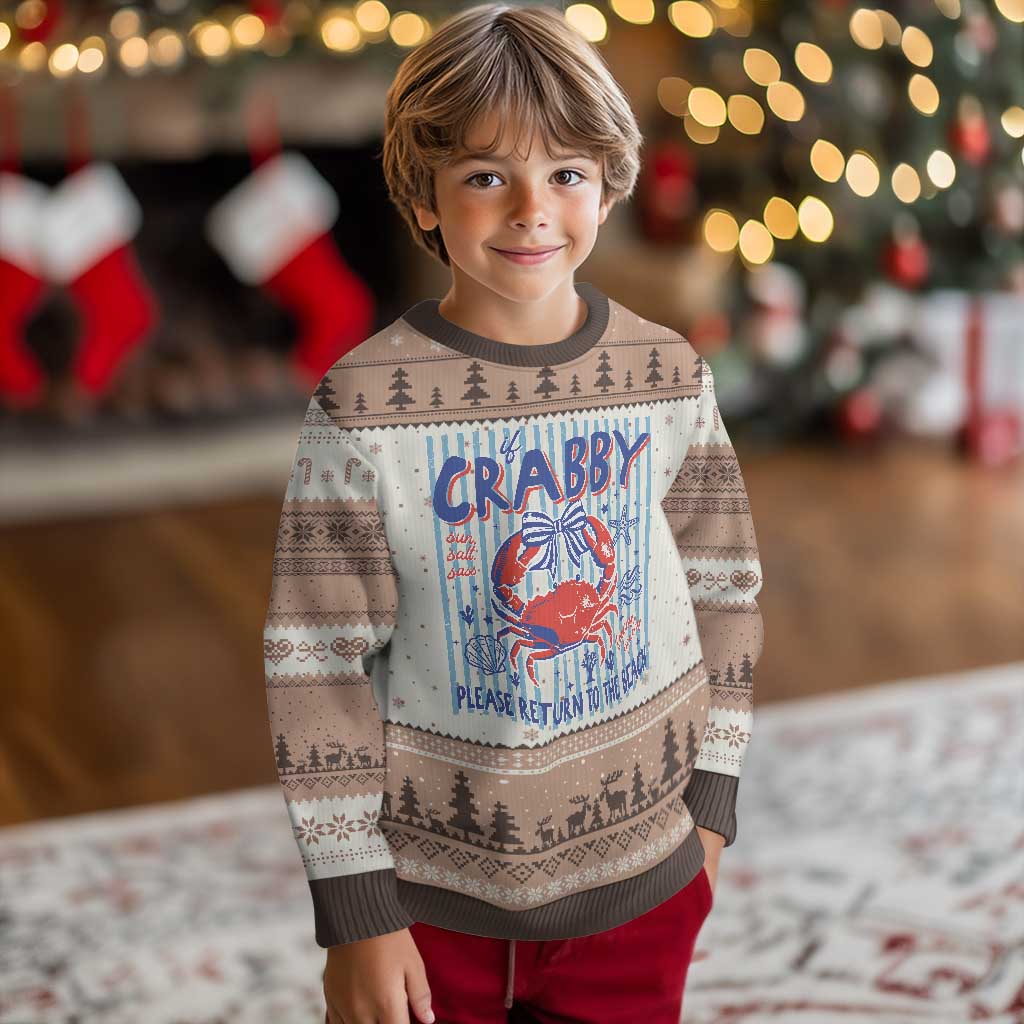 If Crabby Please Return To The Beach Ugly Christmas Sweater Funny Summer Girl