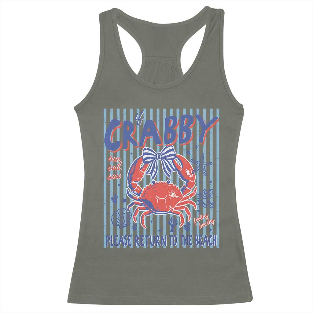 If Crabby Please Return To The Beach Racerback Tank Top Funny Summer Girl