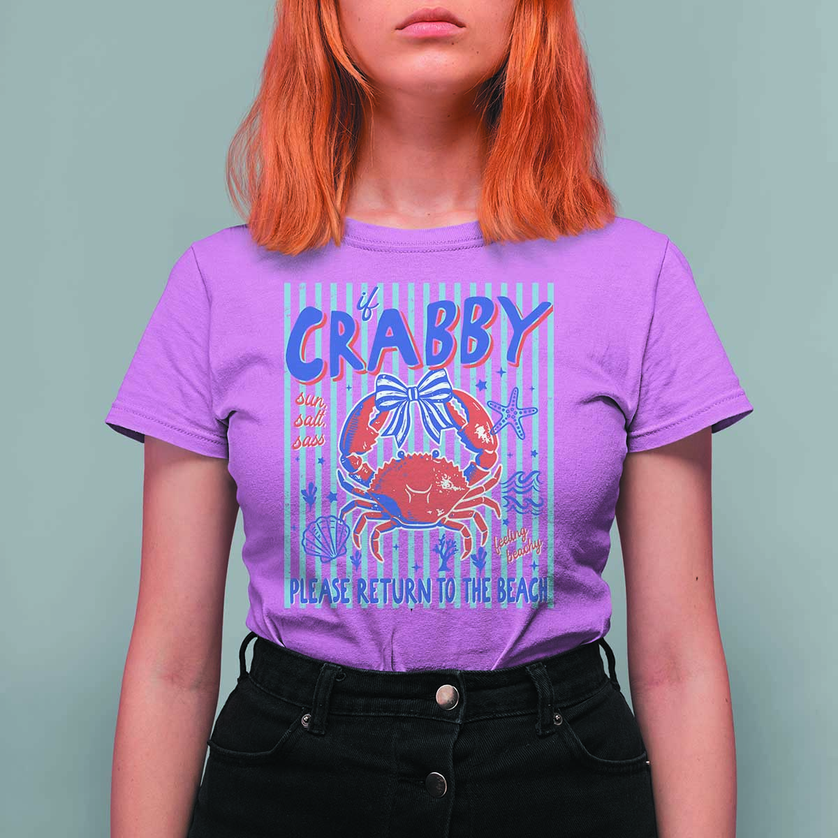 If Crabby Please Return To The Beach T Shirt For Women Funny Summer Girl