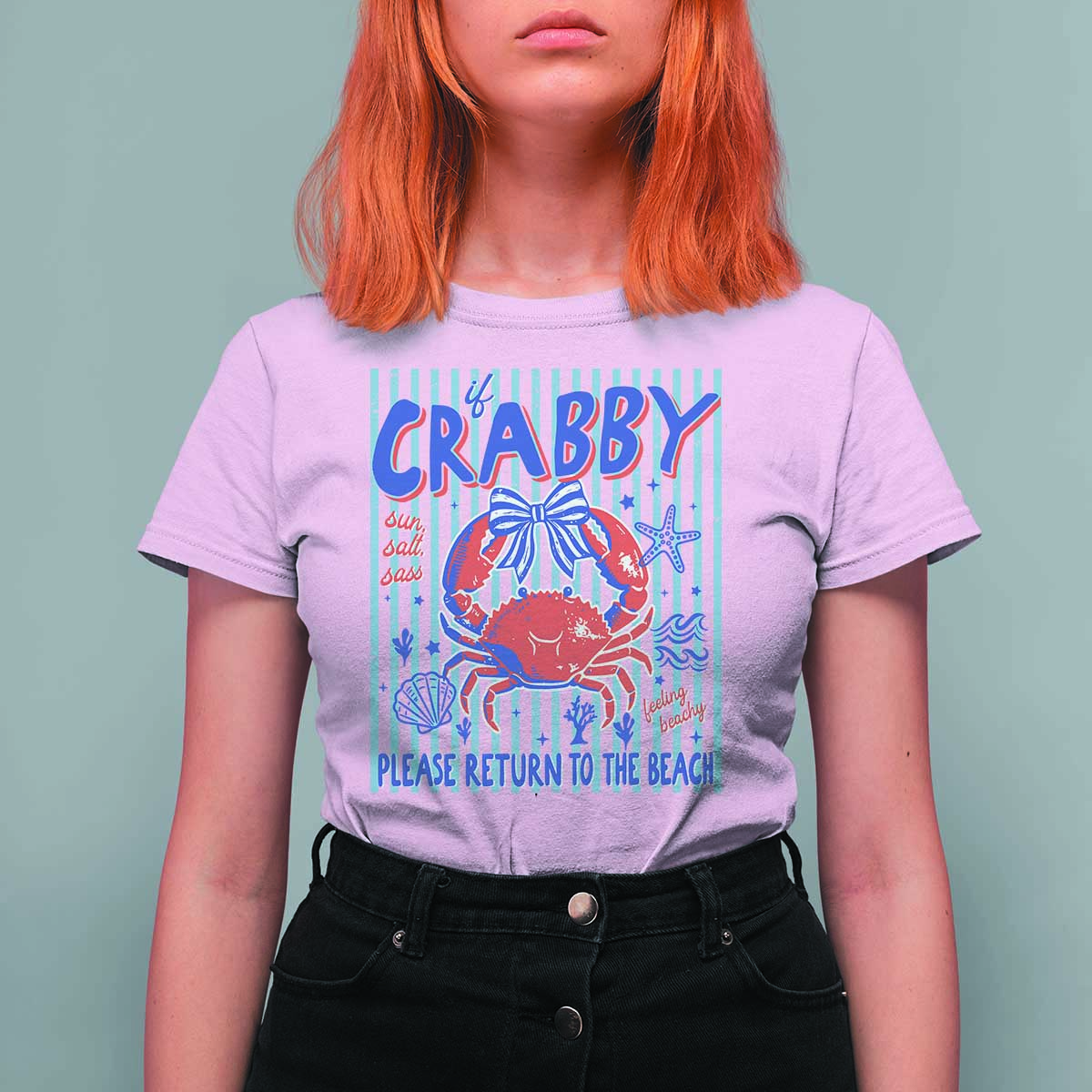 If Crabby Please Return To The Beach T Shirt For Women Funny Summer Girl