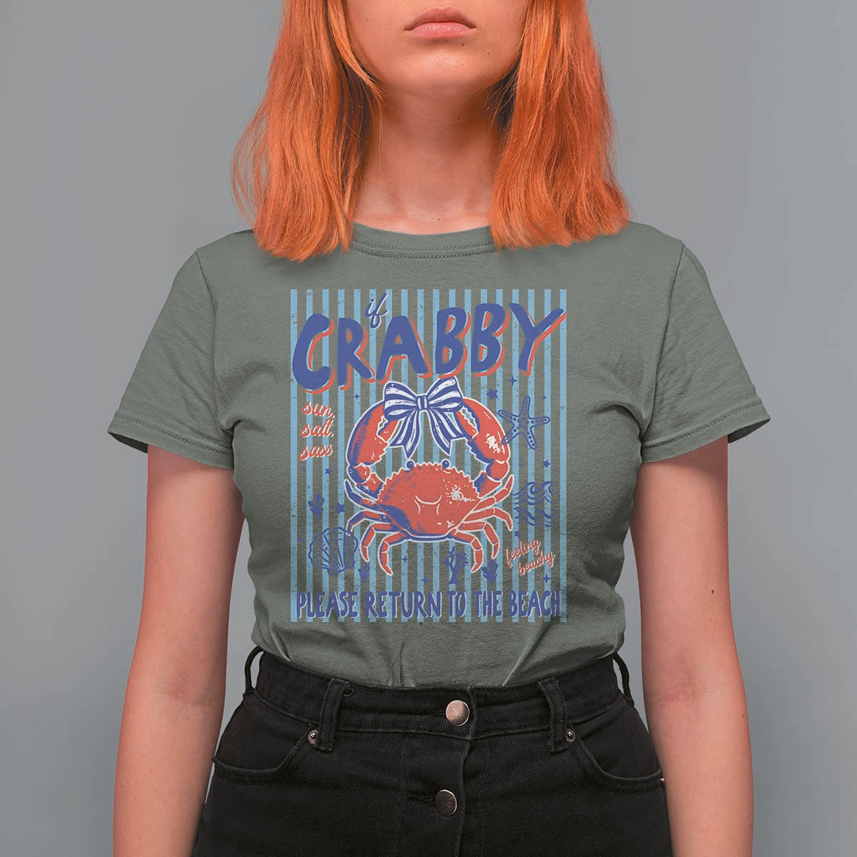 If Crabby Please Return To The Beach T Shirt For Women Funny Summer Girl