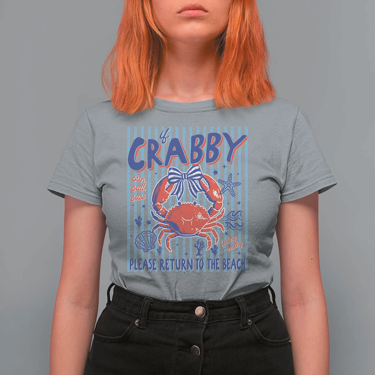 If Crabby Please Return To The Beach T Shirt For Women Funny Summer Girl