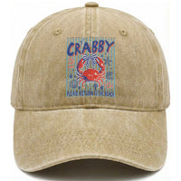 If Crabby Please Return To The Beach Washed Cotton Baseball Cap Funny Summer Girl