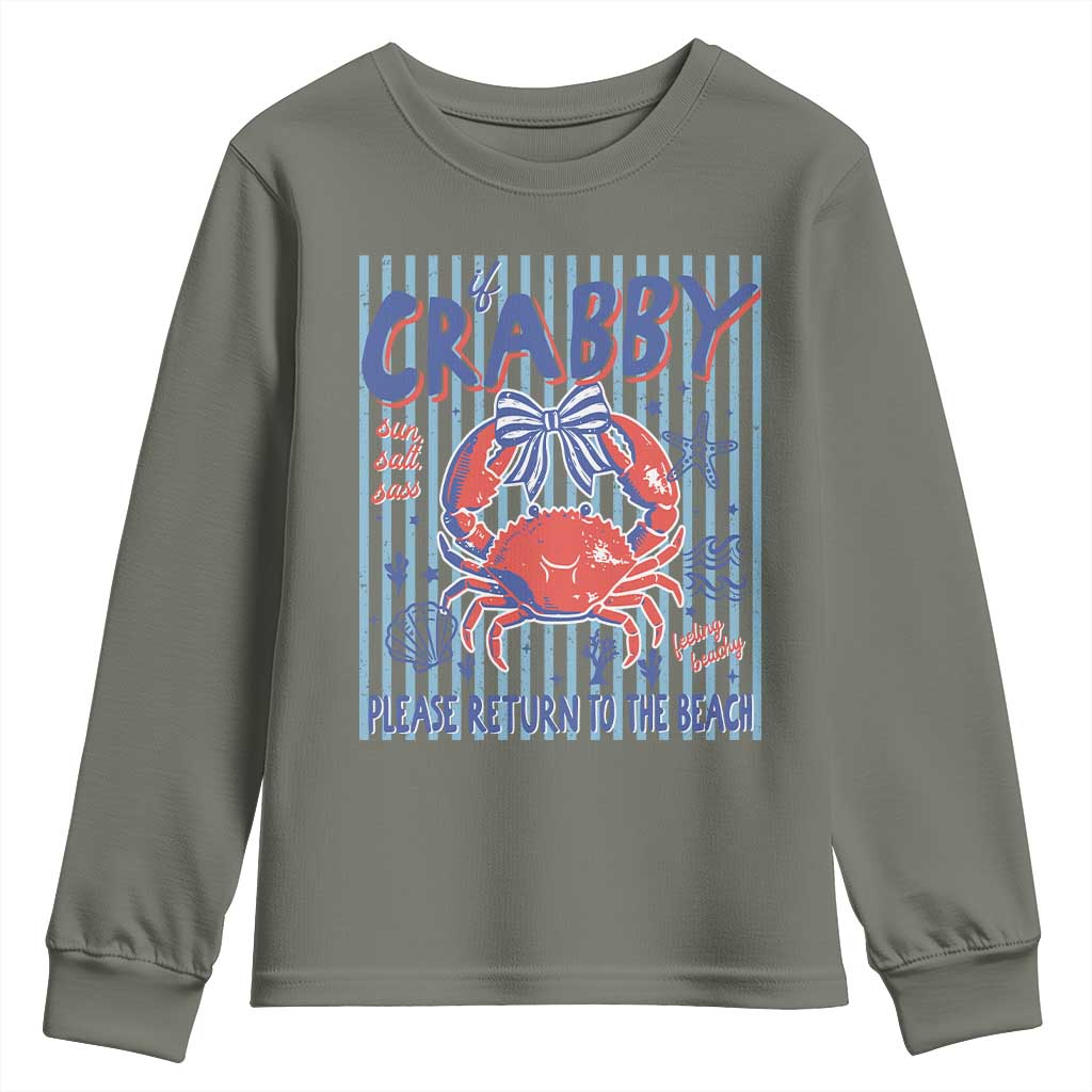 If Crabby Please Return To The Beach Youth Sweatshirt Funny Summer Girl