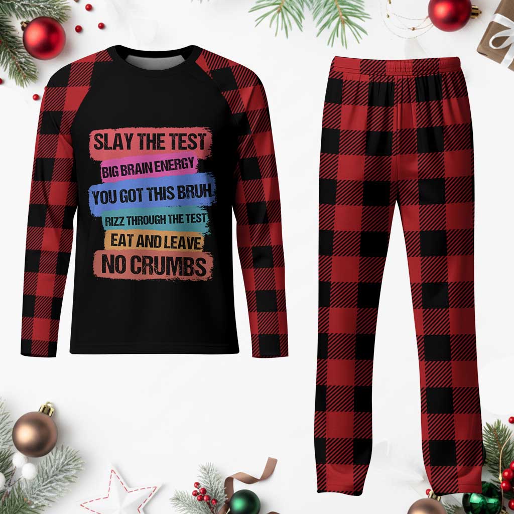 Test Day Plaid Pajama Set Slay The Test Big Brain Energy Students Spirit