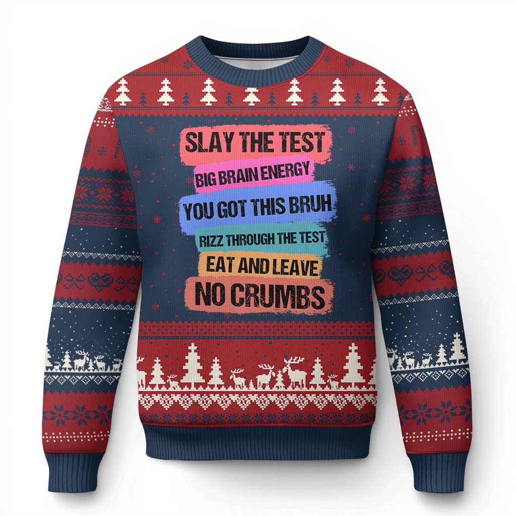 Test Day Ugly Christmas Sweater Slay The Test Big Brain Energy Students Spirit