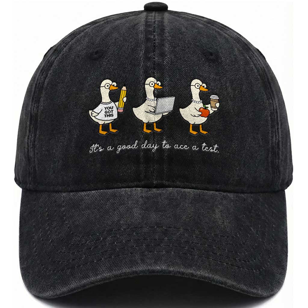 Silly Goose Test Day Washed Cotton Baseball Cap It's A Good Day To Ace A Test Teacher Students