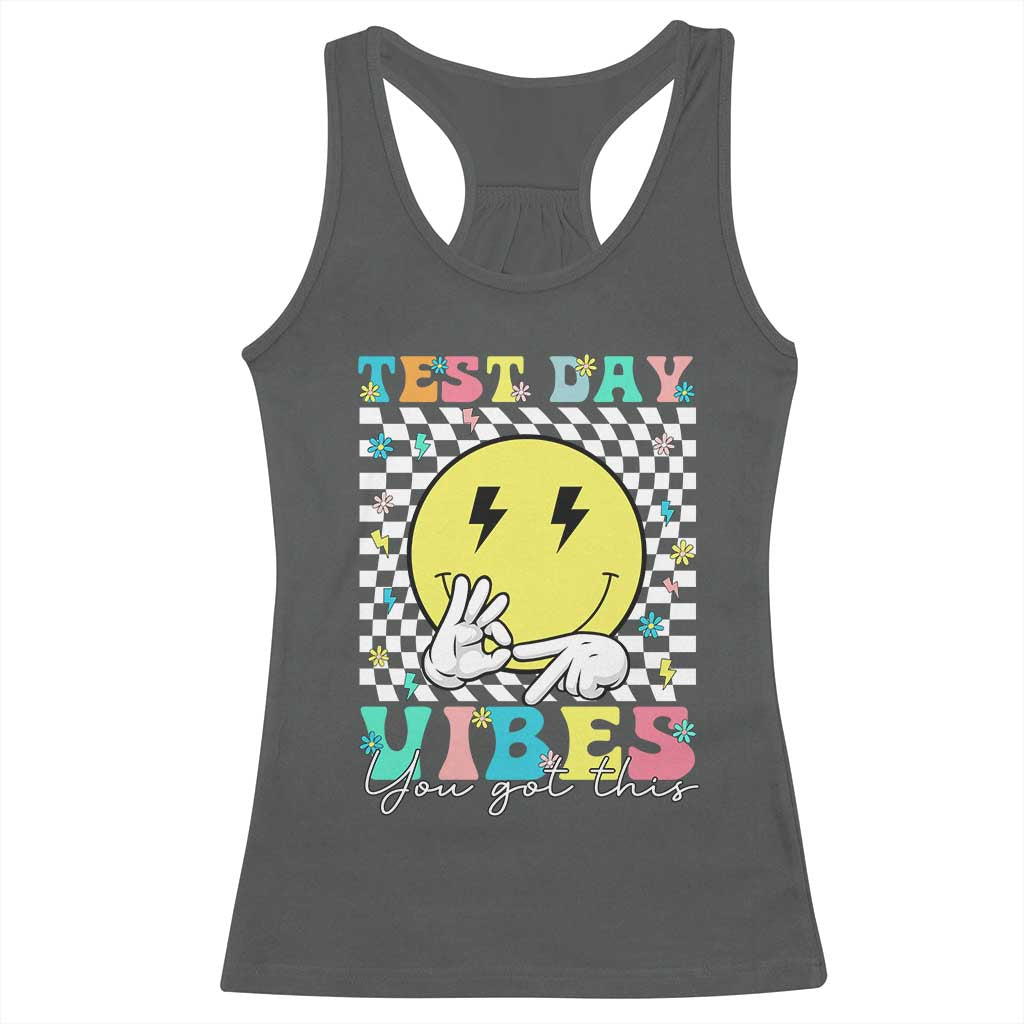 Test Day 67 Meme Racerback Tank Top You Got This Testing Teacher Retro Grooves