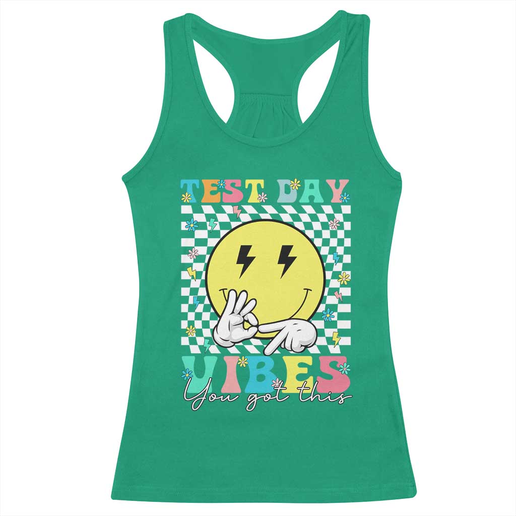 Test Day 67 Meme Racerback Tank Top You Got This Testing Teacher Retro Grooves