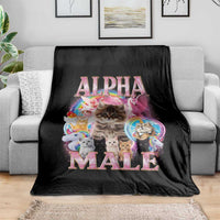 Alpha Male Cat Throw Blanket Funny Rainbow Kitten Meme Bootleg