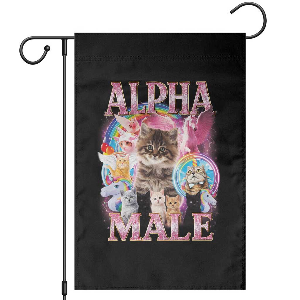 Alpha Male Cat Garden Flag Funny Rainbow Kitten Meme Bootleg