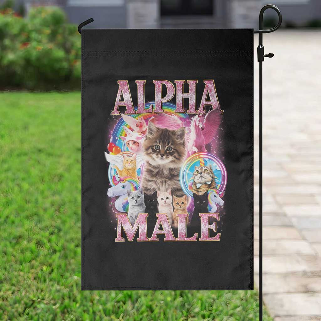 Alpha Male Cat Garden Flag Funny Rainbow Kitten Meme Bootleg