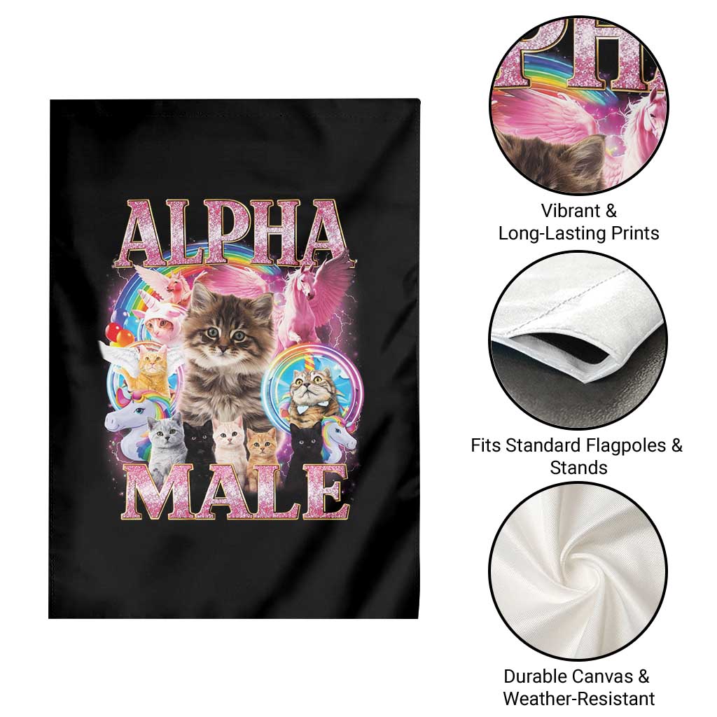 Alpha Male Cat Garden Flag Funny Rainbow Kitten Meme Bootleg