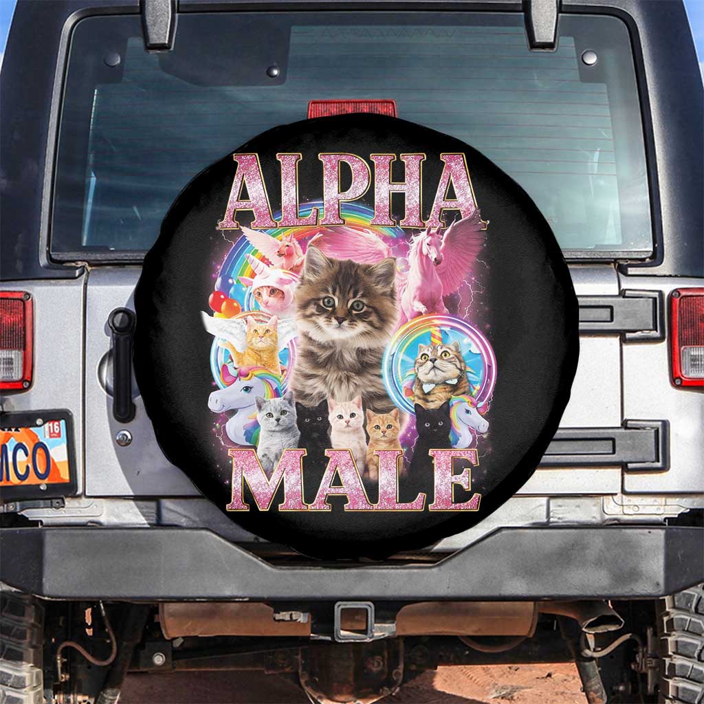 Alpha Male Cat Spare Tire Cover Funny Rainbow Kitten Meme Bootleg