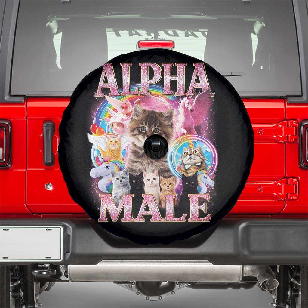Alpha Male Cat Spare Tire Cover Funny Rainbow Kitten Meme Bootleg