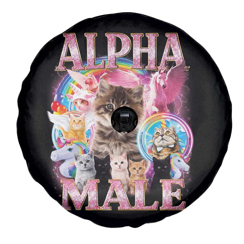 Alpha Male Cat Spare Tire Cover Funny Rainbow Kitten Meme Bootleg