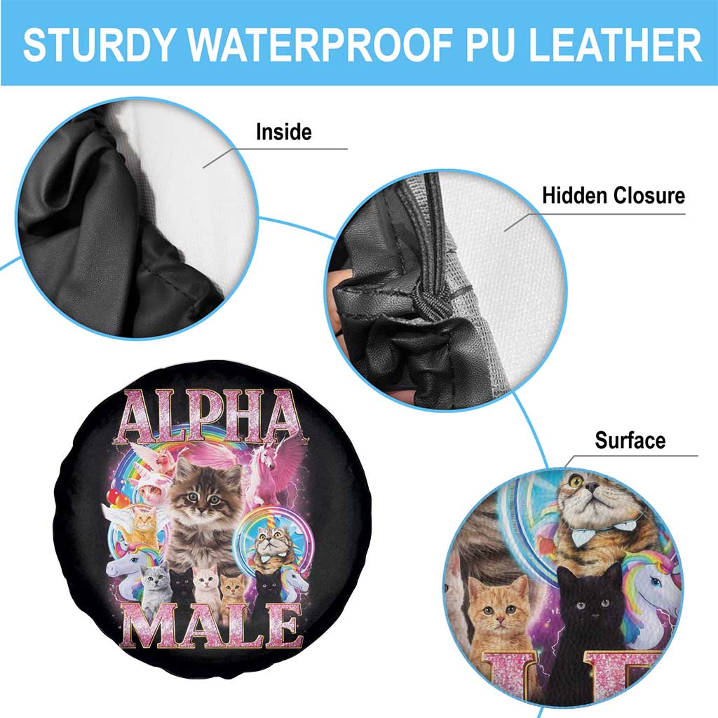 Alpha Male Cat Spare Tire Cover Funny Rainbow Kitten Meme Bootleg