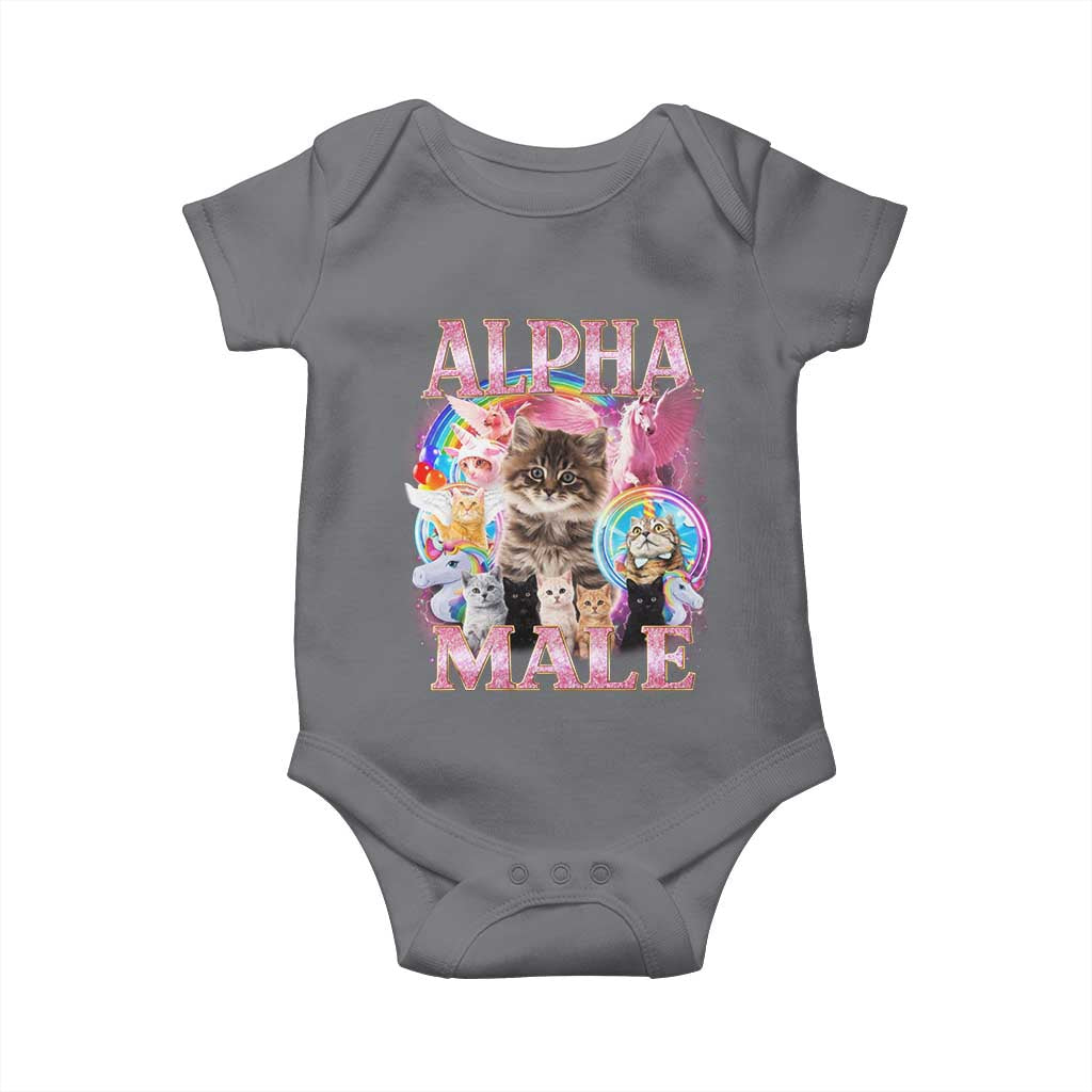 Alpha Male Cat Baby Onesie Funny Rainbow Kitten Meme Bootleg