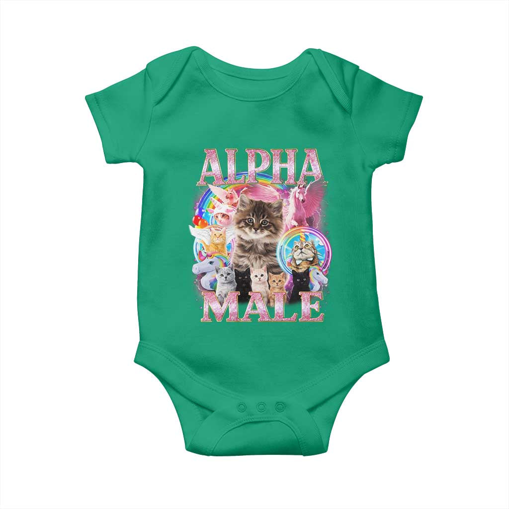 Alpha Male Cat Baby Onesie Funny Rainbow Kitten Meme Bootleg