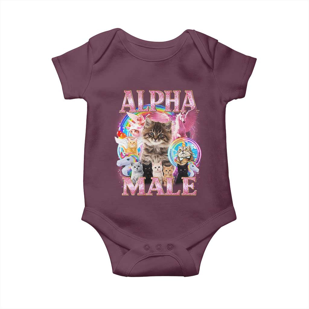 Alpha Male Cat Baby Onesie Funny Rainbow Kitten Meme Bootleg