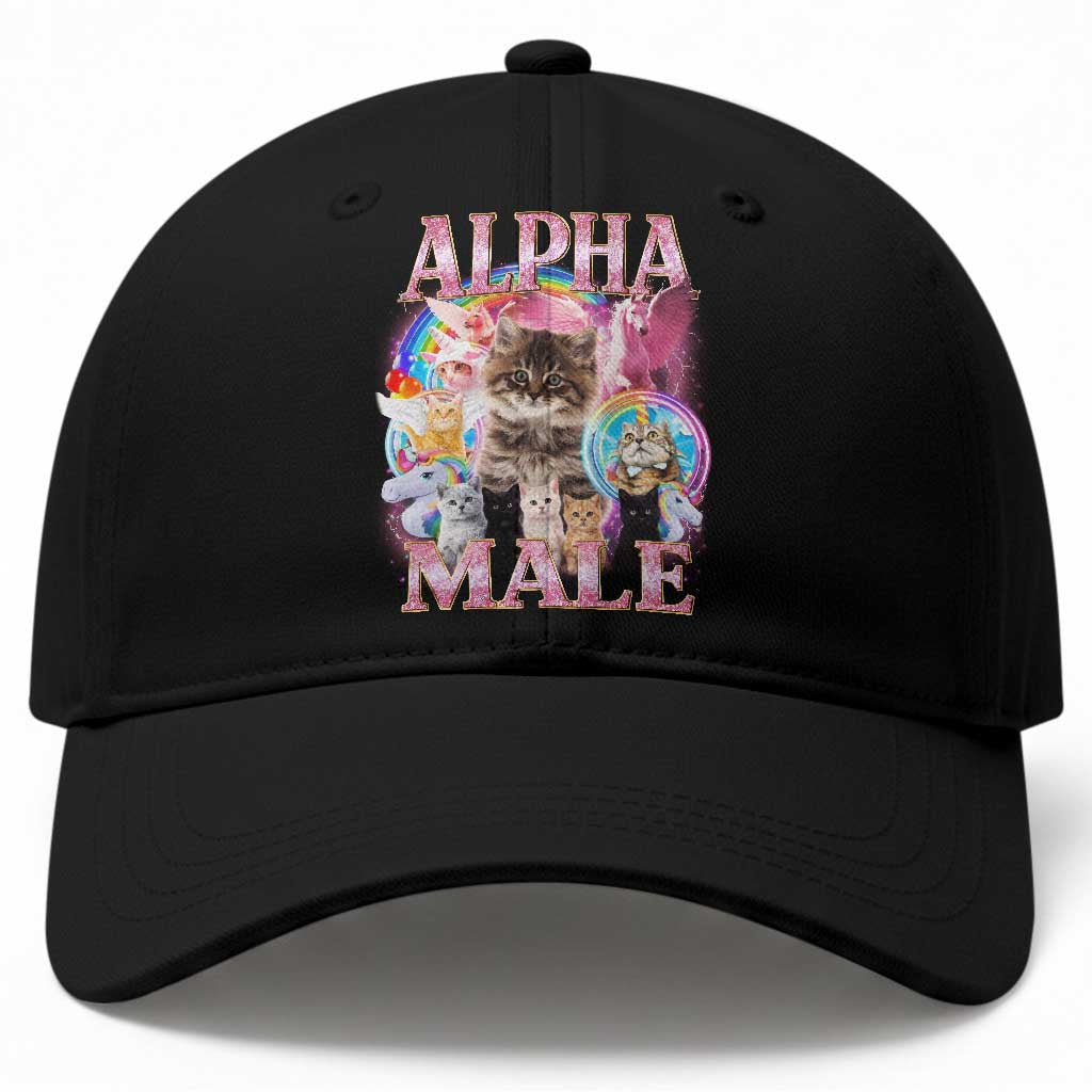 Alpha Male Cat Baseball Cap Funny Rainbow Kitten Meme Bootleg